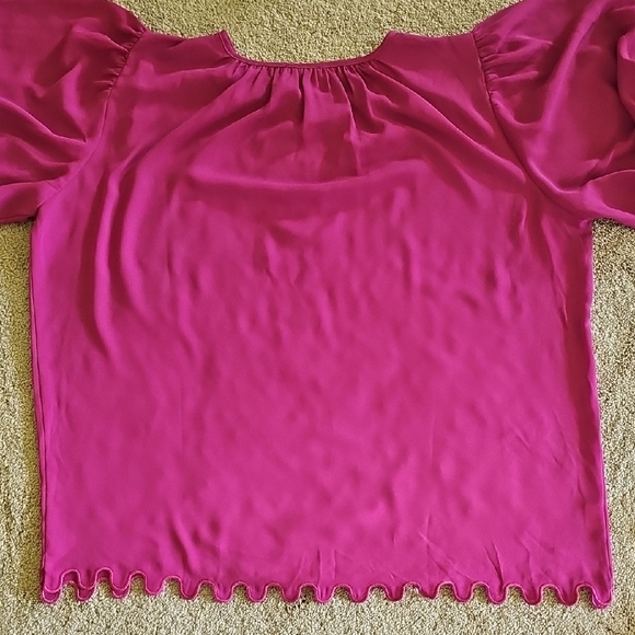 Ann Taylor Pink Puff Sleeve Ruffled Blouse - Picture 6 of 6